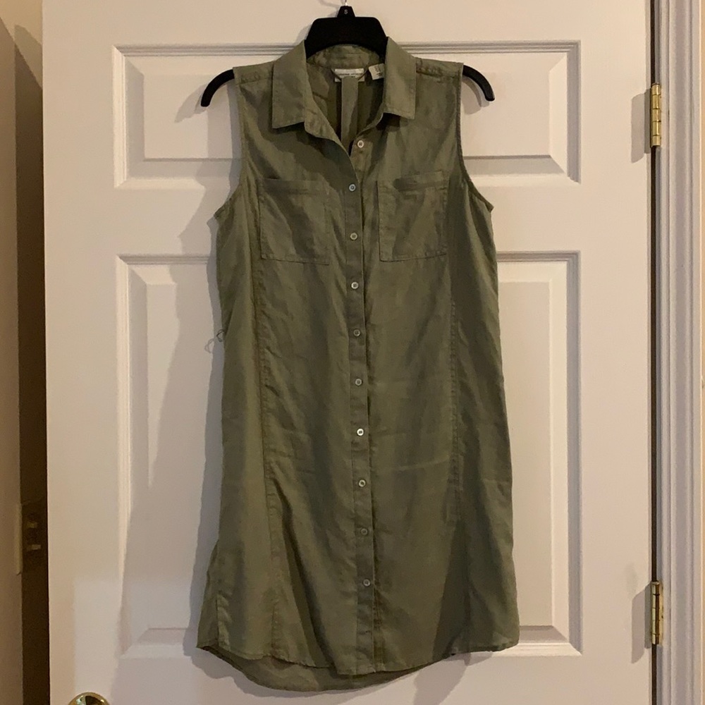 Olive Linen Tank Dress